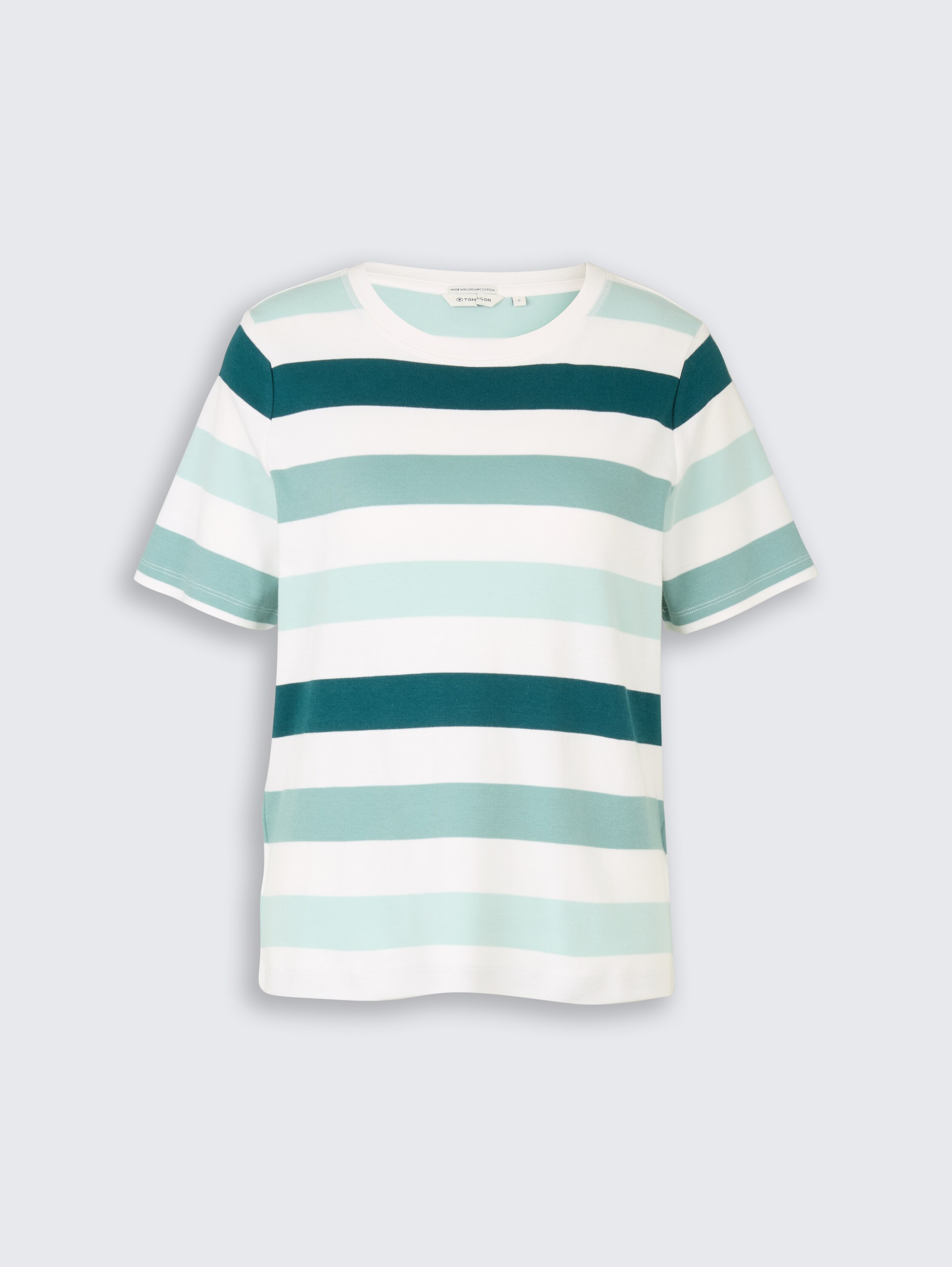 T-shirt van katoen - white mint bold stripe - Product vooraanzicht