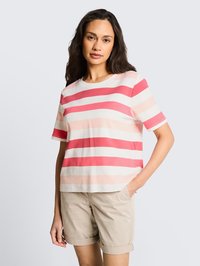 T-shirt van katoen door Women, coral offwhite stripe
