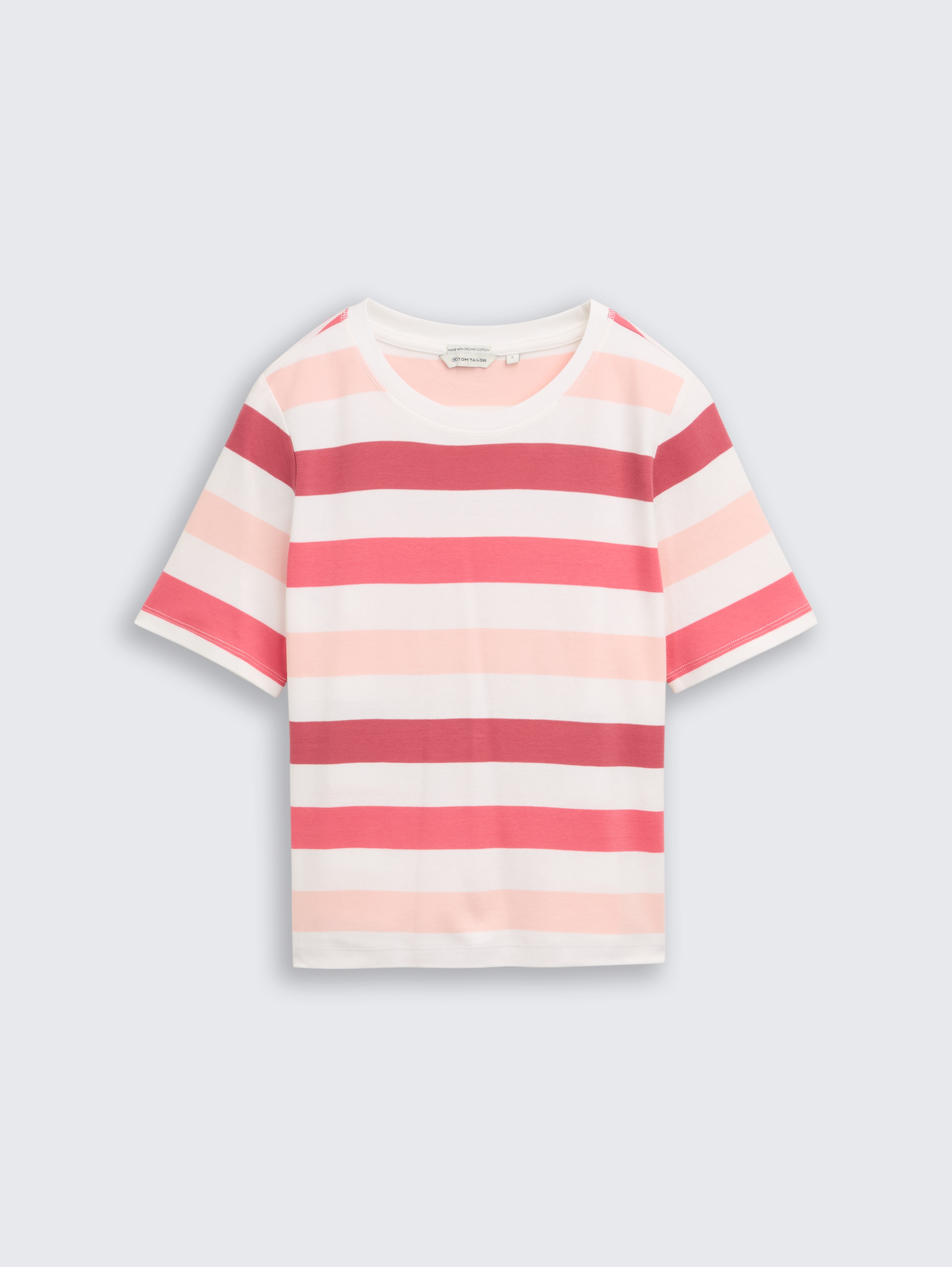 T-Shirt aus Baumwolle von Women, coral offwhite stripe