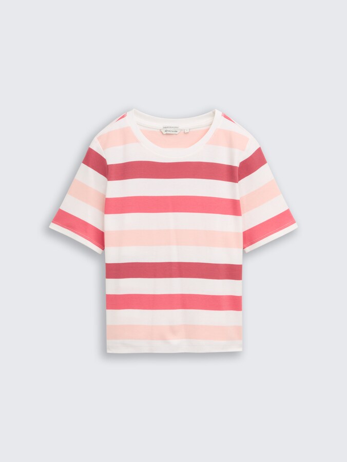 T-Shirt aus Baumwolle von Women, coral offwhite stripe