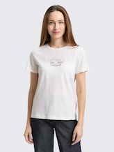 T-shirt avec logo imprimé - Whisper White - Découpe Vue de face du modèle