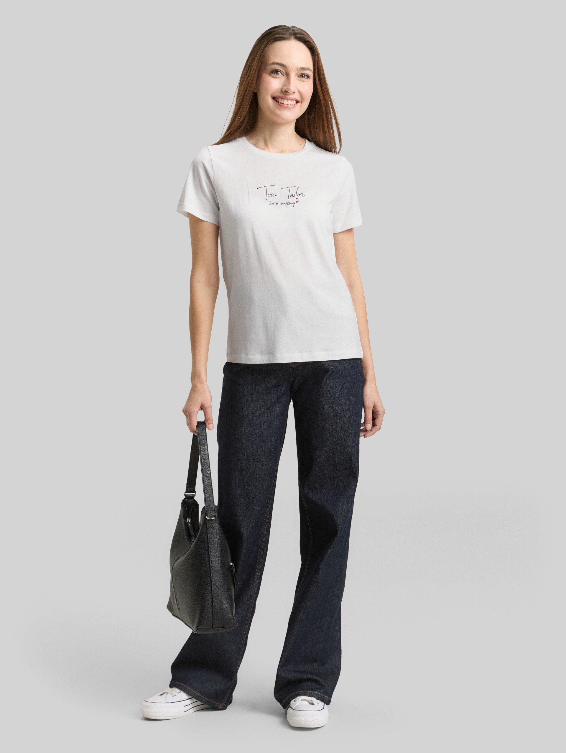 T-shirt with logo print - Whisper White - Model front view