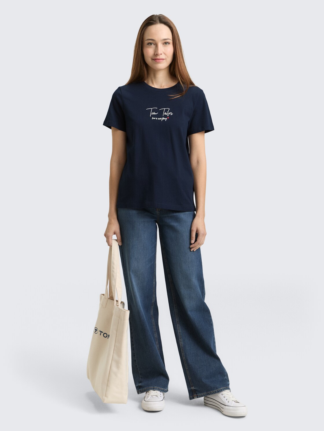 T-Shirt mit Logo-Print - sky captain blue - Model-Vorderansicht