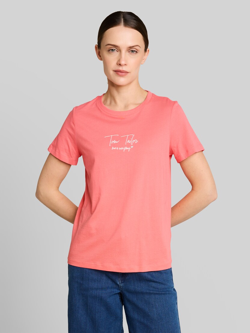 T-Shirt mit Logo-Print von Women, soft coral pink
