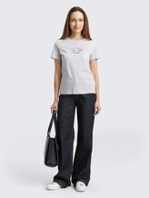 T-shirt avec logo imprimé - soft dusty blue - Vue de face du modèle