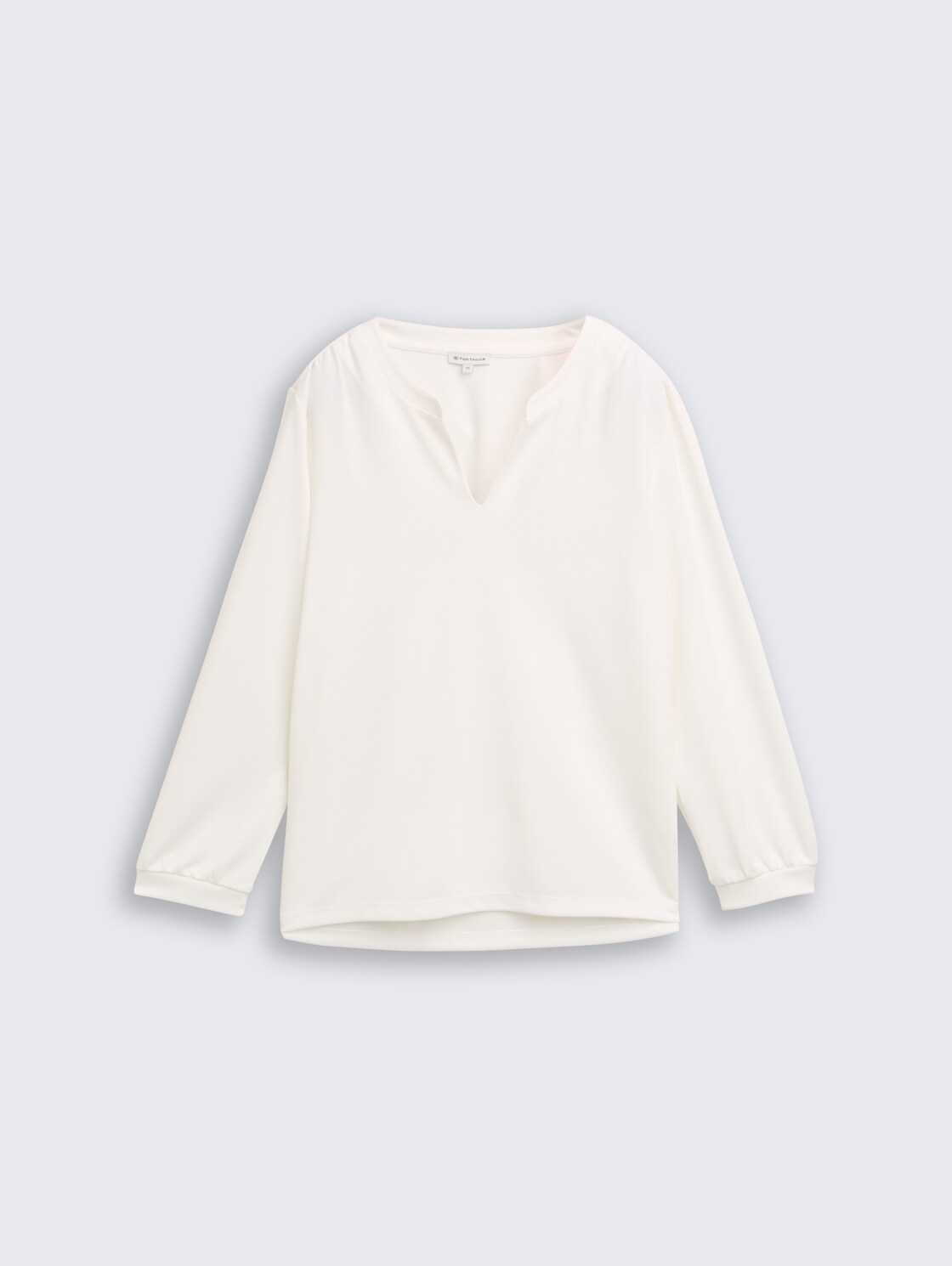 Langarmshirt mit Raffungen - Whisper White - Vorder-Produkt-Ansicht