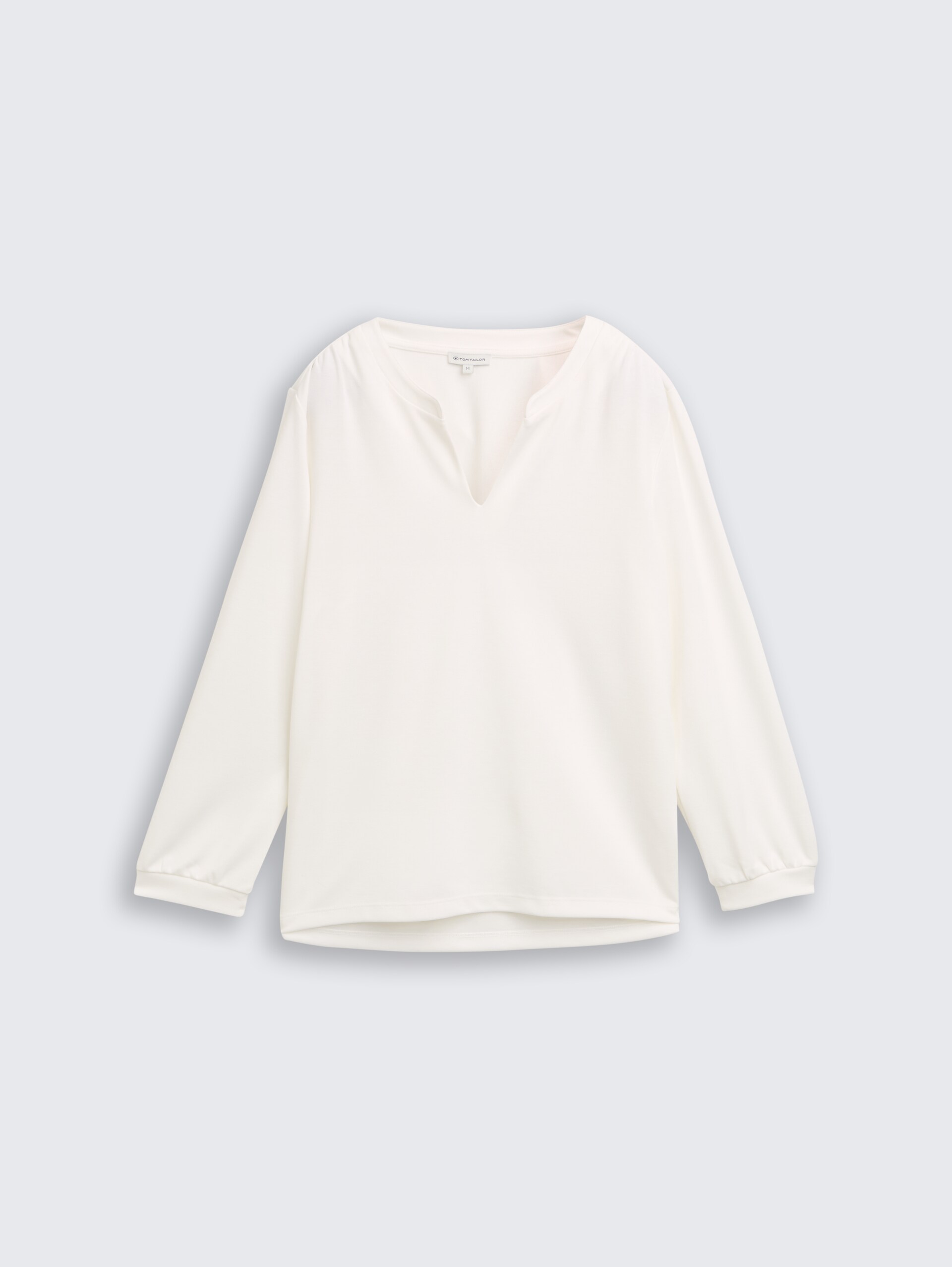 Langarmshirt mit Raffungen - Whisper White - Vorder-Produkt-Ansicht