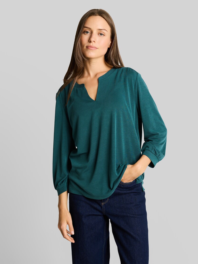 Langarmshirt mit Raffungen von Women, Deep Meadow Green
