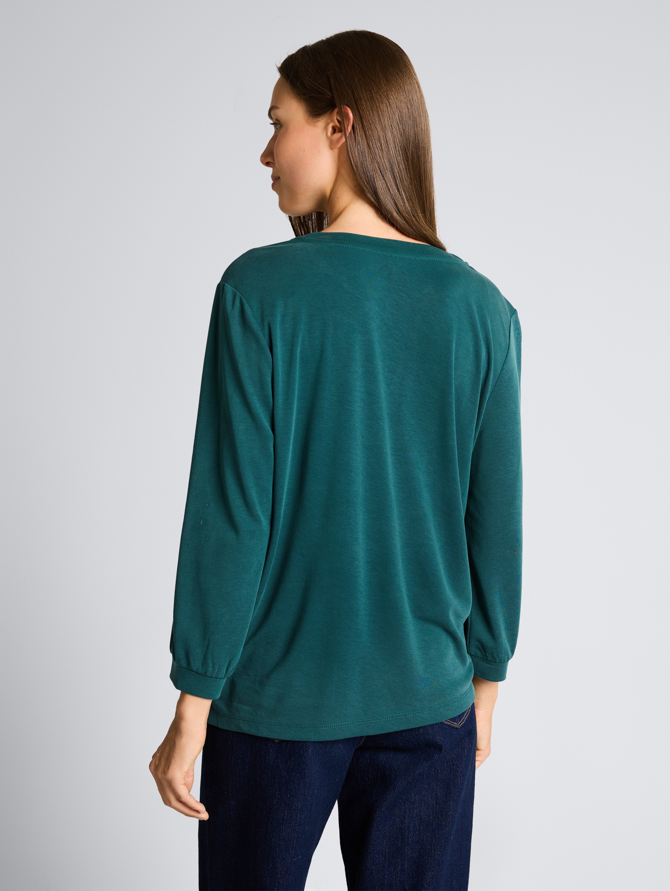 T-shirt à manches longues avec fronces - Deep Meadow Green - Découpe Vue arrière du modèle