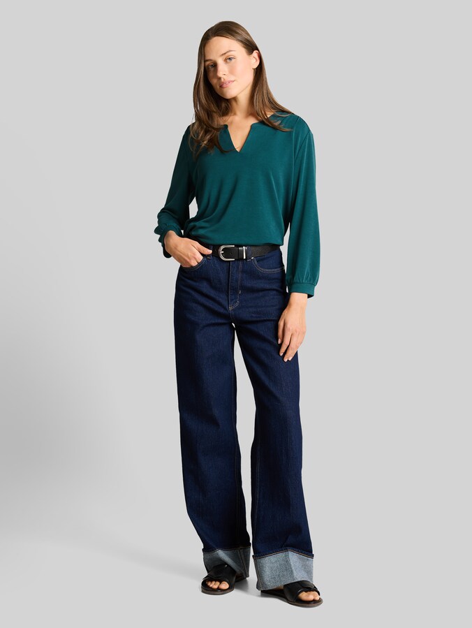 Langarmshirt mit Raffungen von Women, Deep Meadow Green