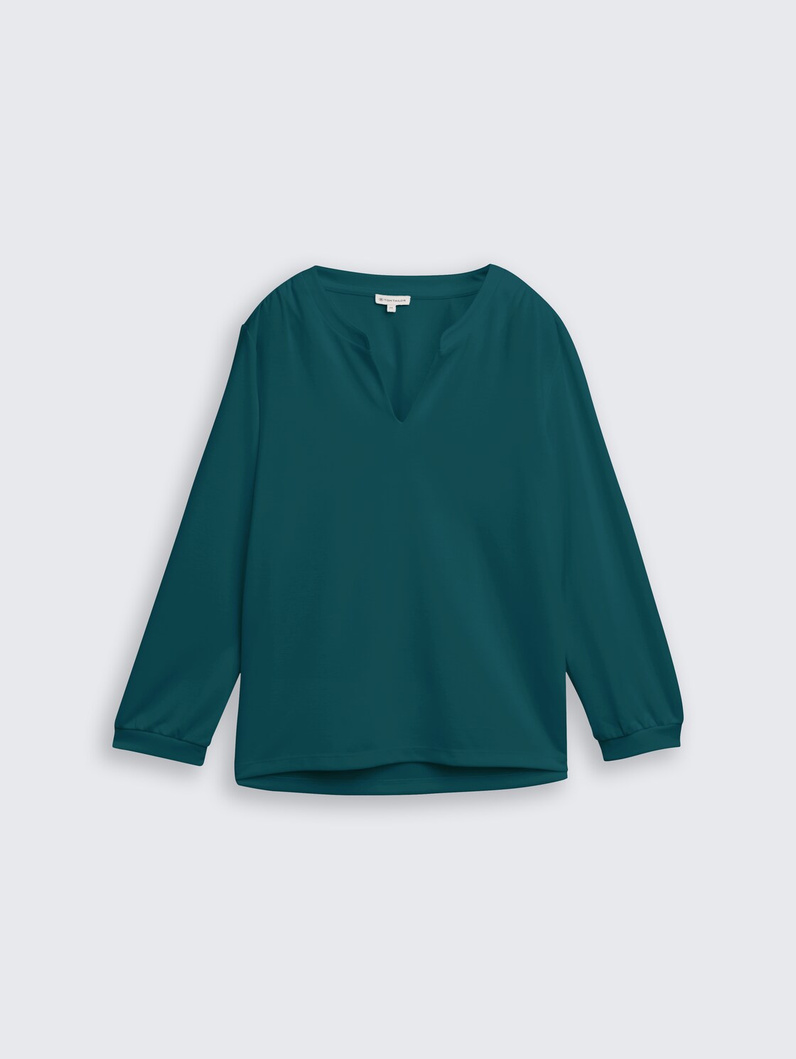 Langarmshirt mit Raffungen - Deep Meadow Green - Vorder-Produkt-Ansicht
