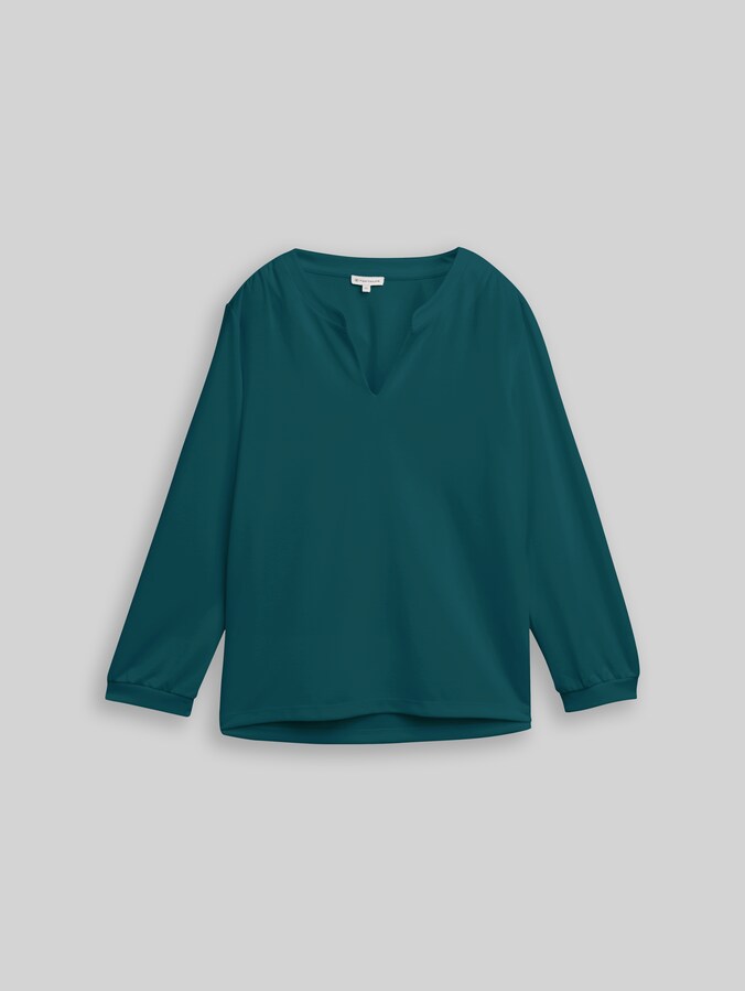 Shirt met lange mouwen en ruches door Women, Deep Meadow Green
