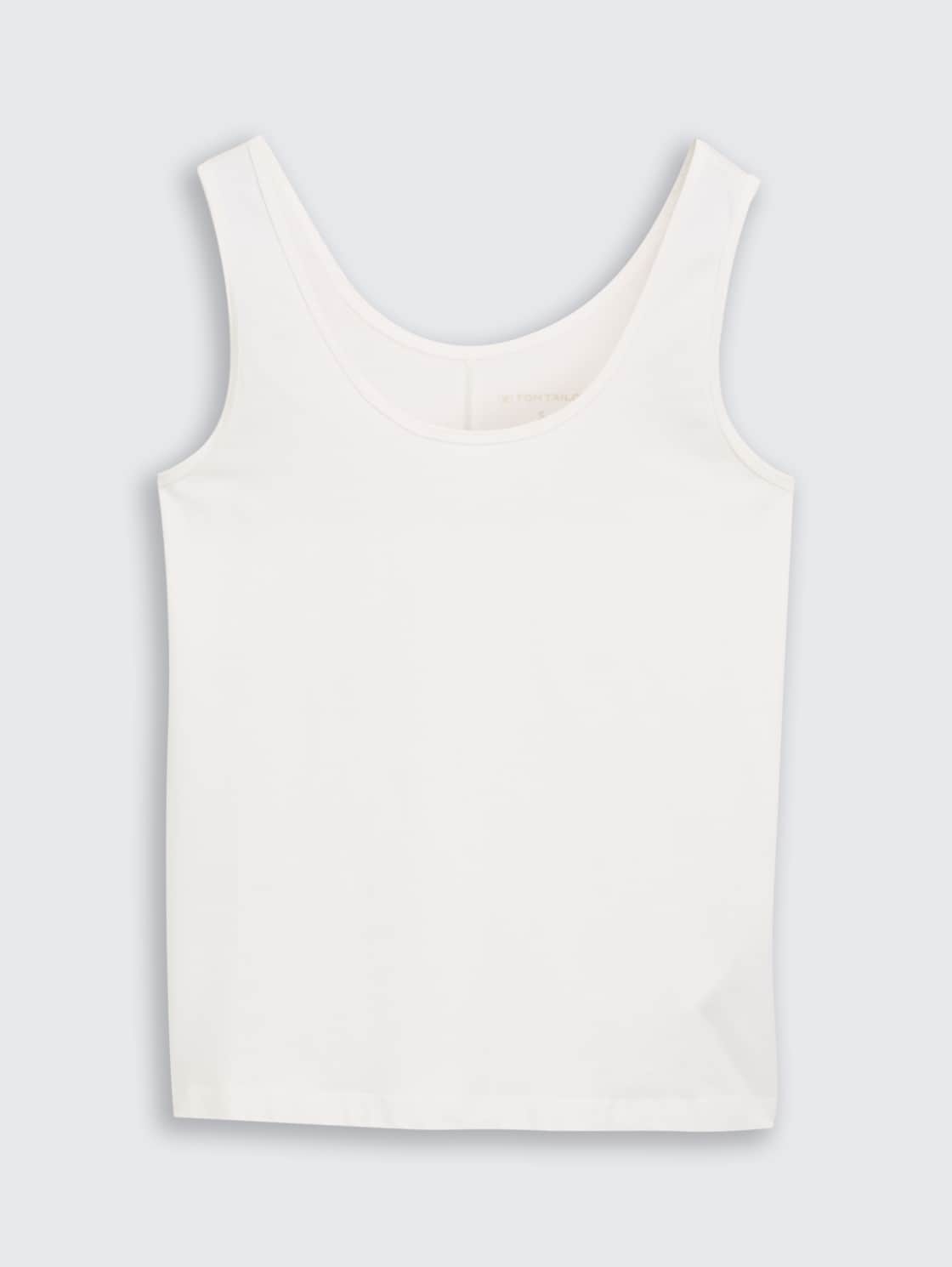 Slim Fit Top mit Rundhalsausschnitt - Whisper White - Vorder-Produkt-Ansicht