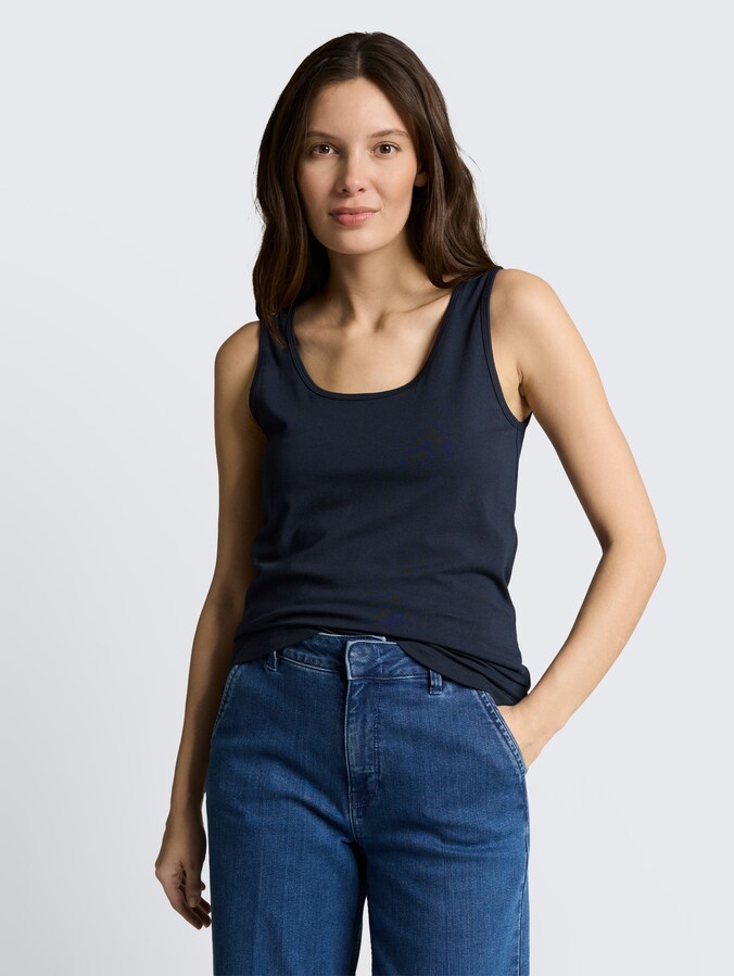 Slim fit top met ronde hals door Women, sky captain blue