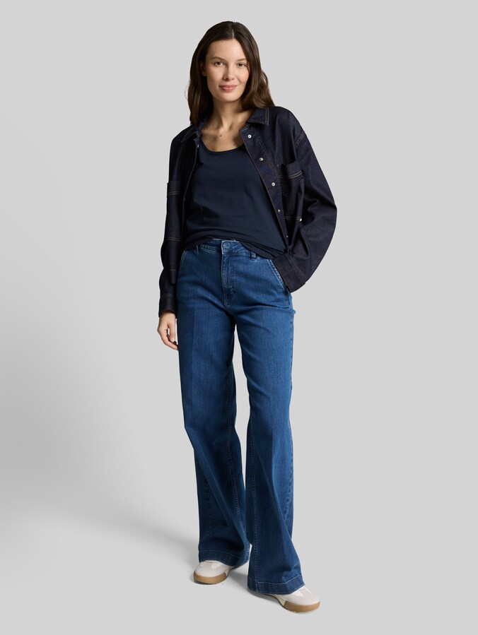 Tom Tailor Top Donna Blu Cotone con Ruché (IT 42, EU 38, INT M