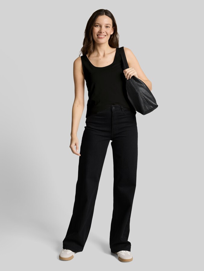 Haut slim fit à encolure ronde par Women, deep black