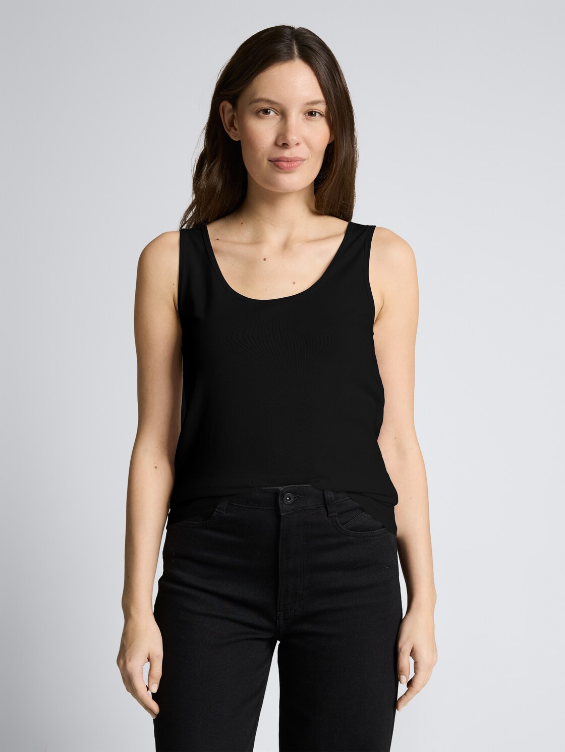 Slim Fit Top mit Rundhalsausschnitt - deep black