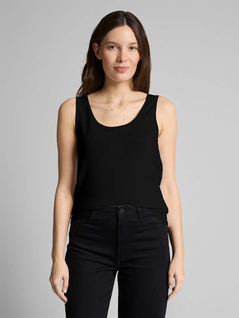 Slim fit top met ronde hals door Women, deep black