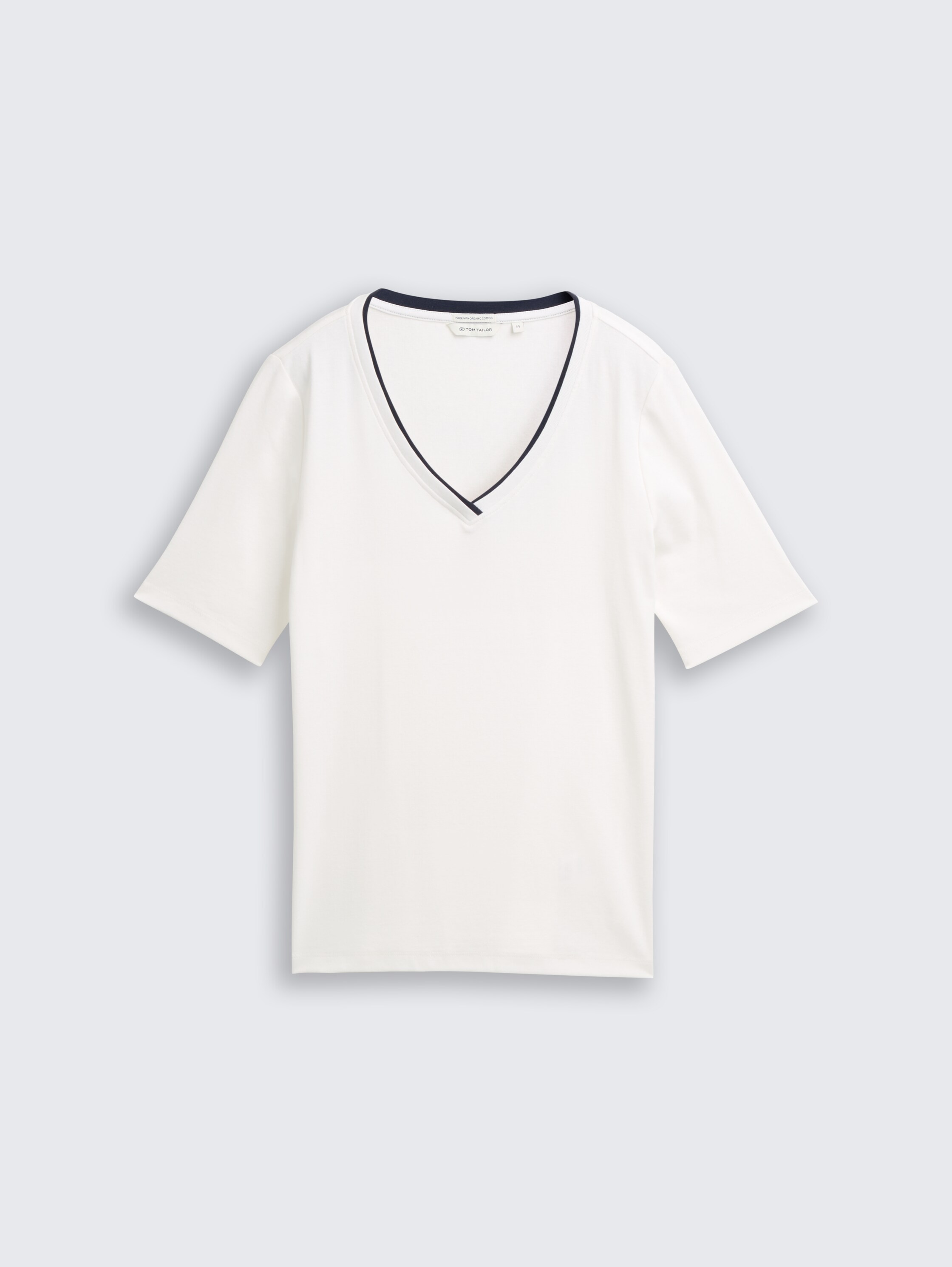 Slim Fit T-Shirt mit V-Ausschnitt - Whisper White - Vorder-Produkt-Ansicht