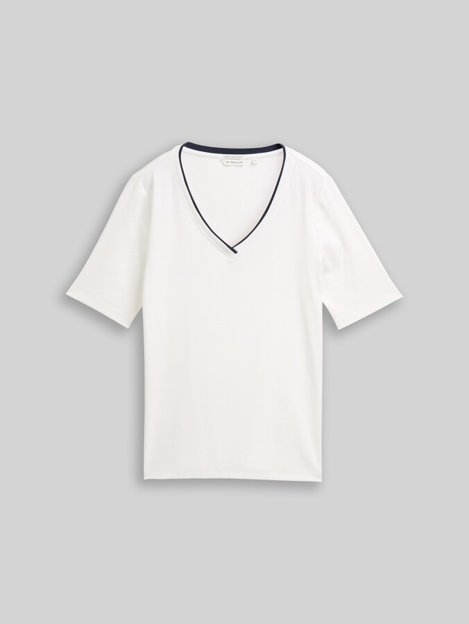 Slim Fit T-Shirt mit V-Ausschnitt von Women, Whisper White