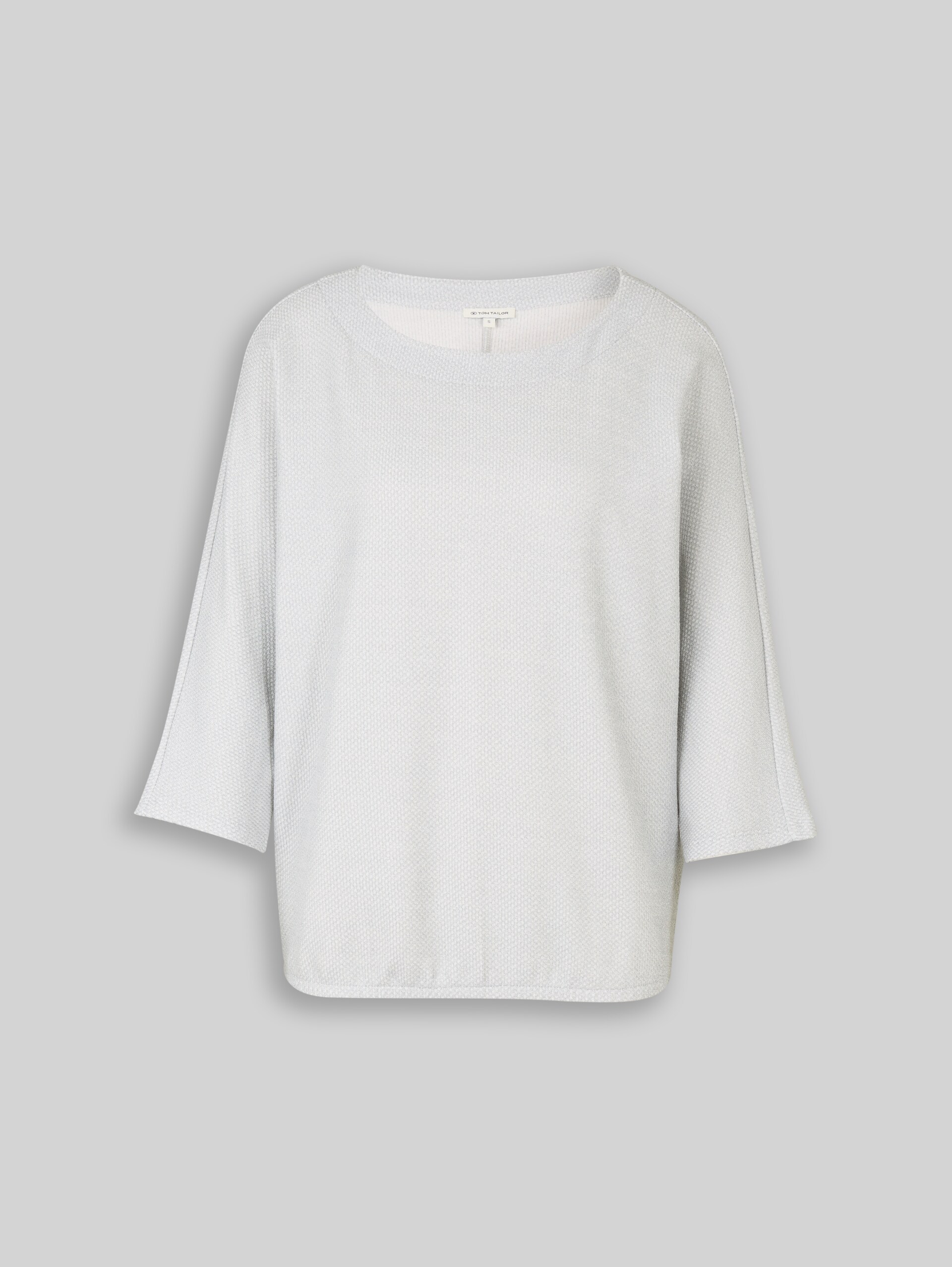 Long-sleeved shirt with batwing sleeves - soft dusty blue melange - Front product view