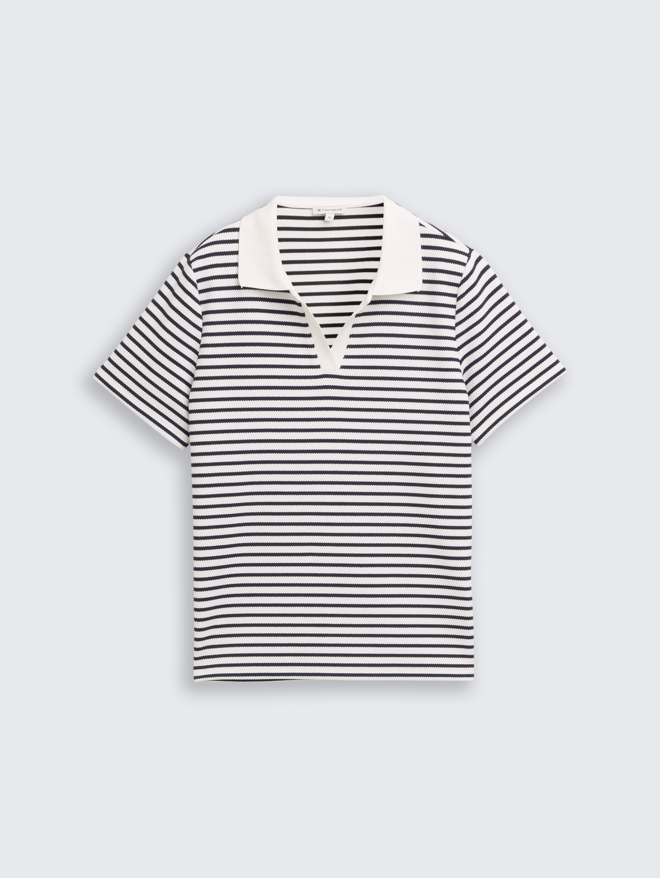 Polo rayé - blue offwhite stripe structure - Vue de face du produit
