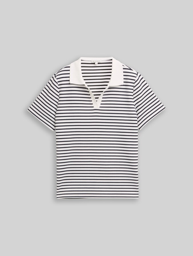 Polo shirt with striped pattern by Women, blue offwhite stripe structure
