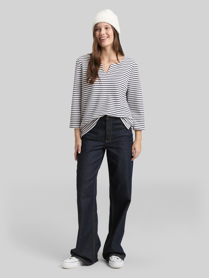 Lange mouwen shirt met streeppatroon door Women, blue offwhite stripe structure