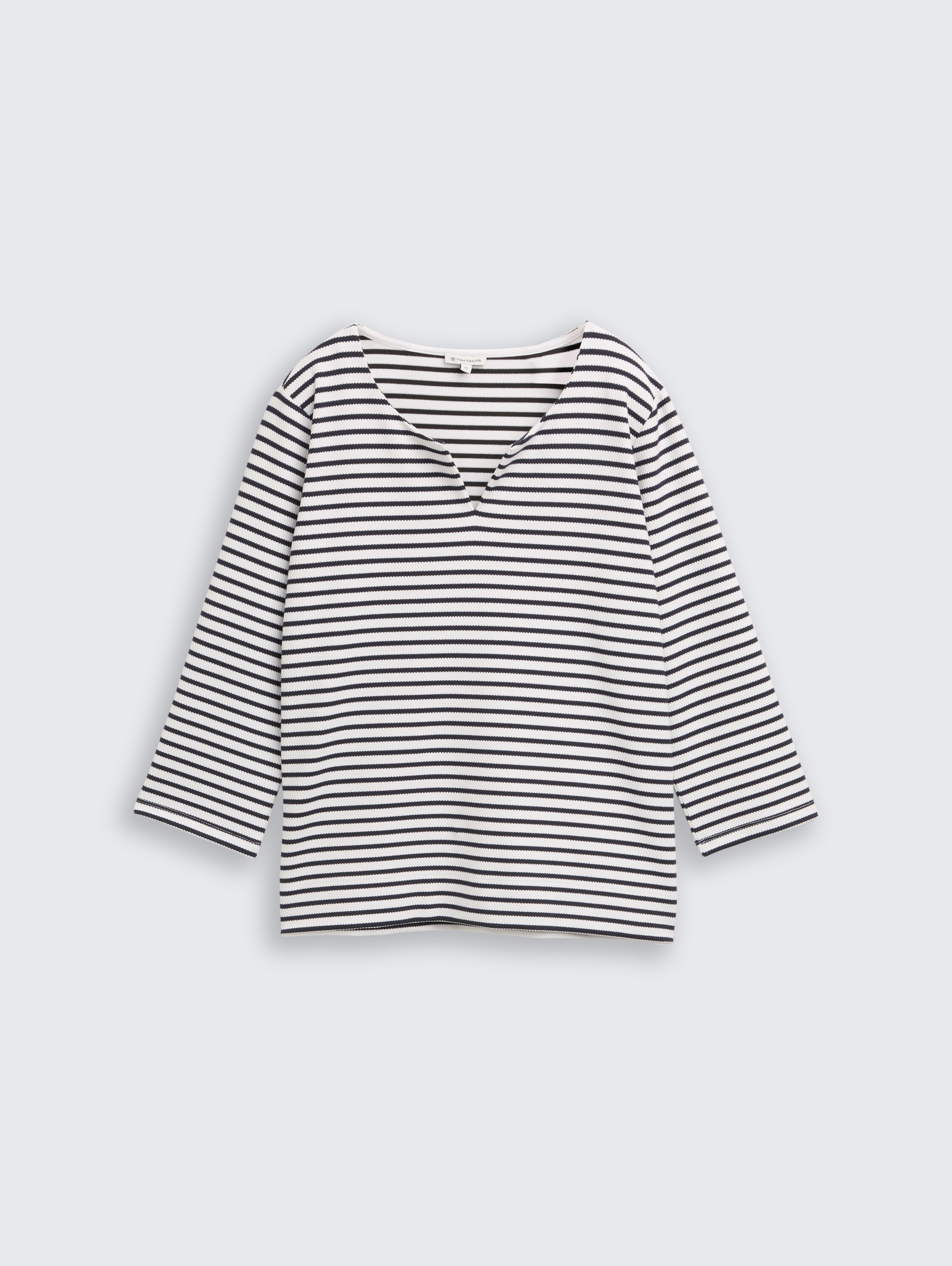 Langarmshirt mit Streifenmuster - blue_offwhite_stripe_structure - 