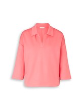 Ausgewählt, Loose Fit Scuba Langarmshirt mit Polokragen von Tom Tailor, rosa
