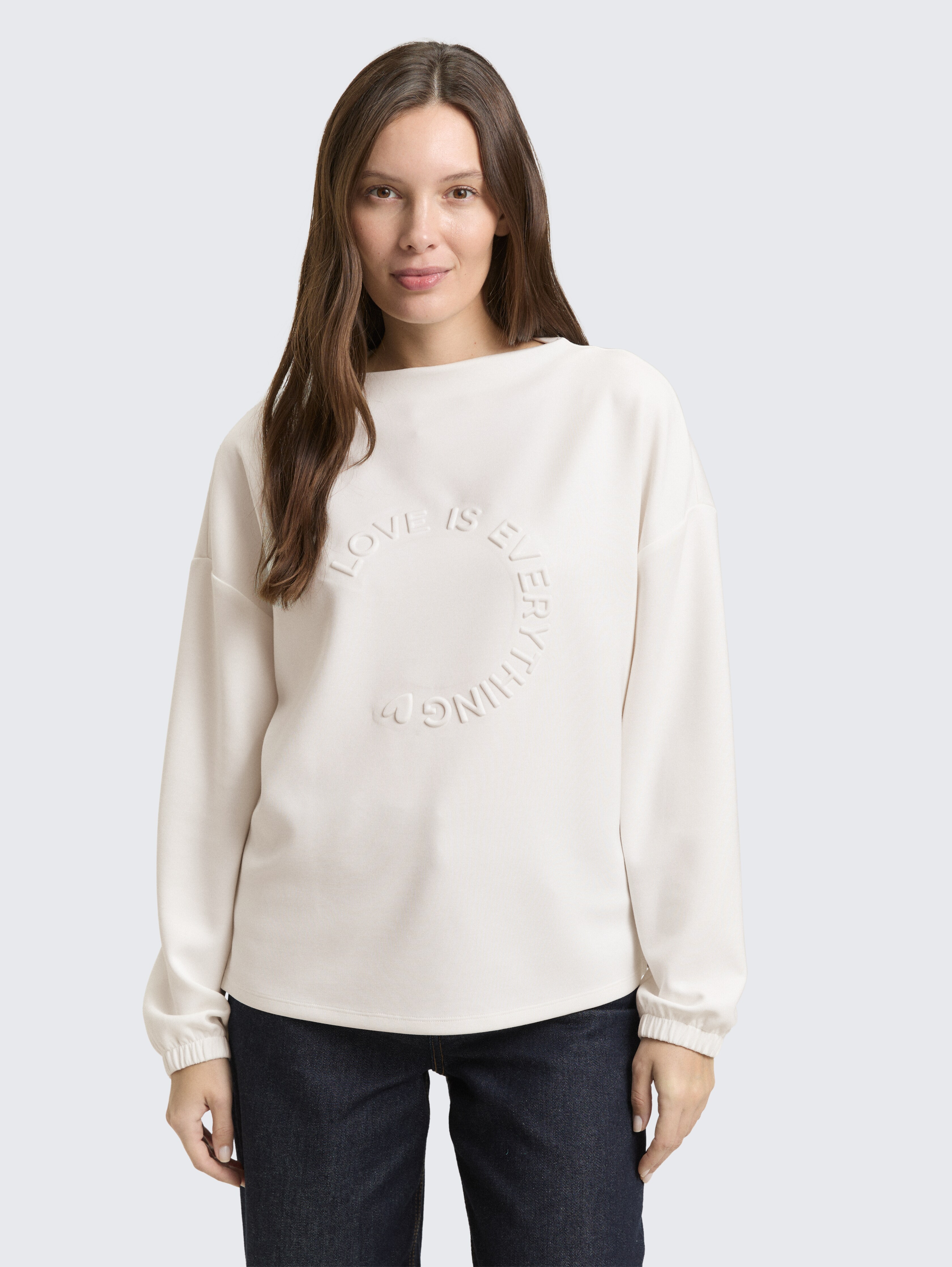 Scuba Langarmshirt mit 3D-Print von Women, Whisper White