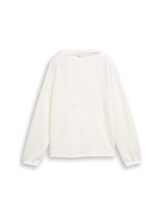 Sélectionné, T-shirt à manches longues en scuba avec imprimé 3D par Tom Tailor, blanc