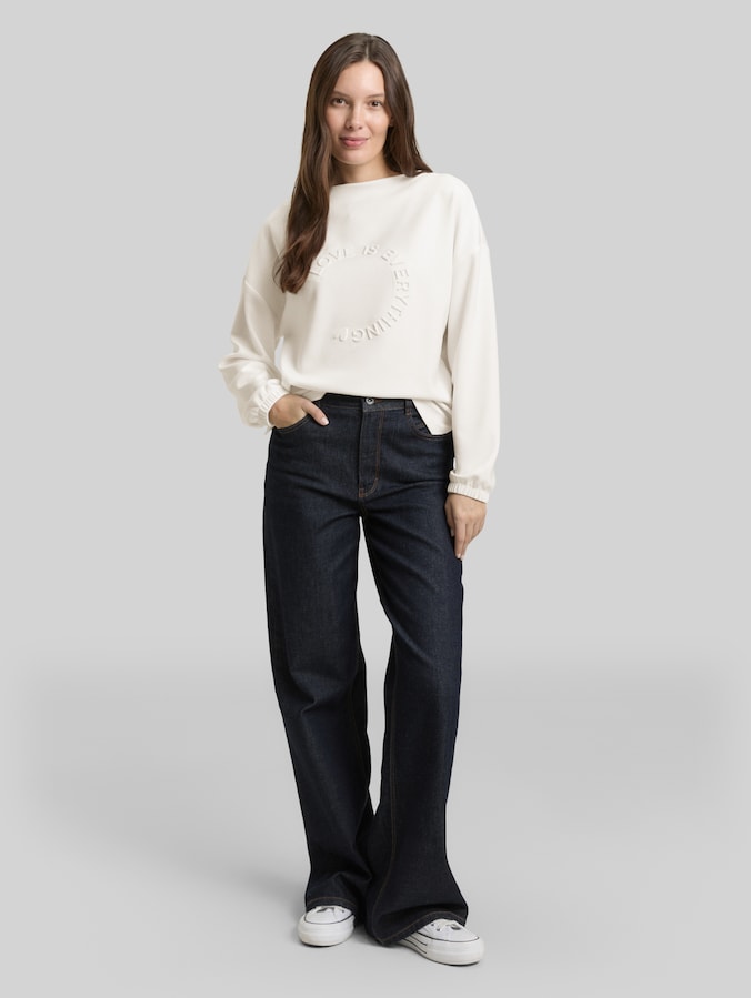 Scuba Langarmshirt mit 3D-Print von Women, Whisper White