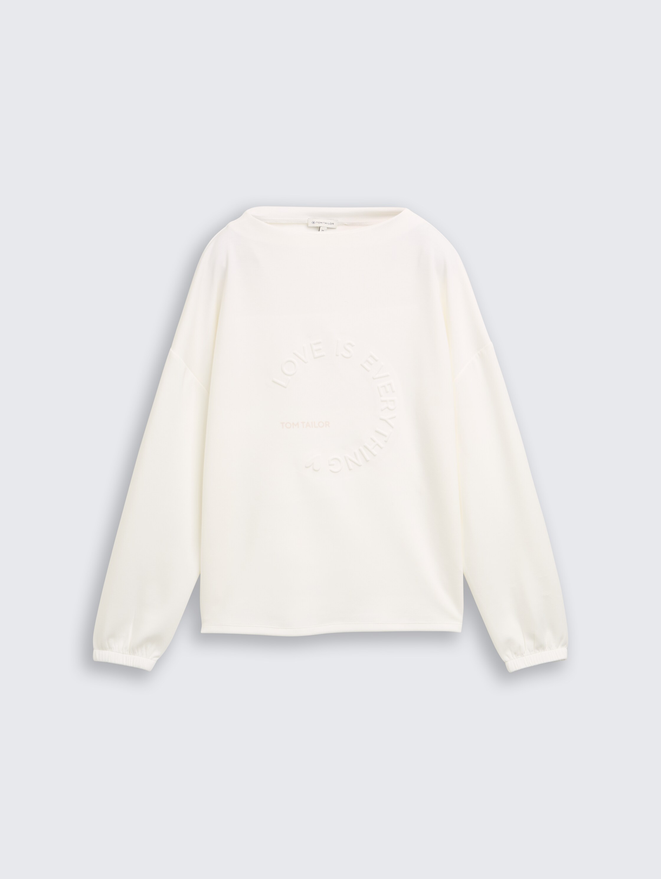 T-shirt à manches longues en scuba avec imprimé 3D - Whisper White - Vue de face du produit