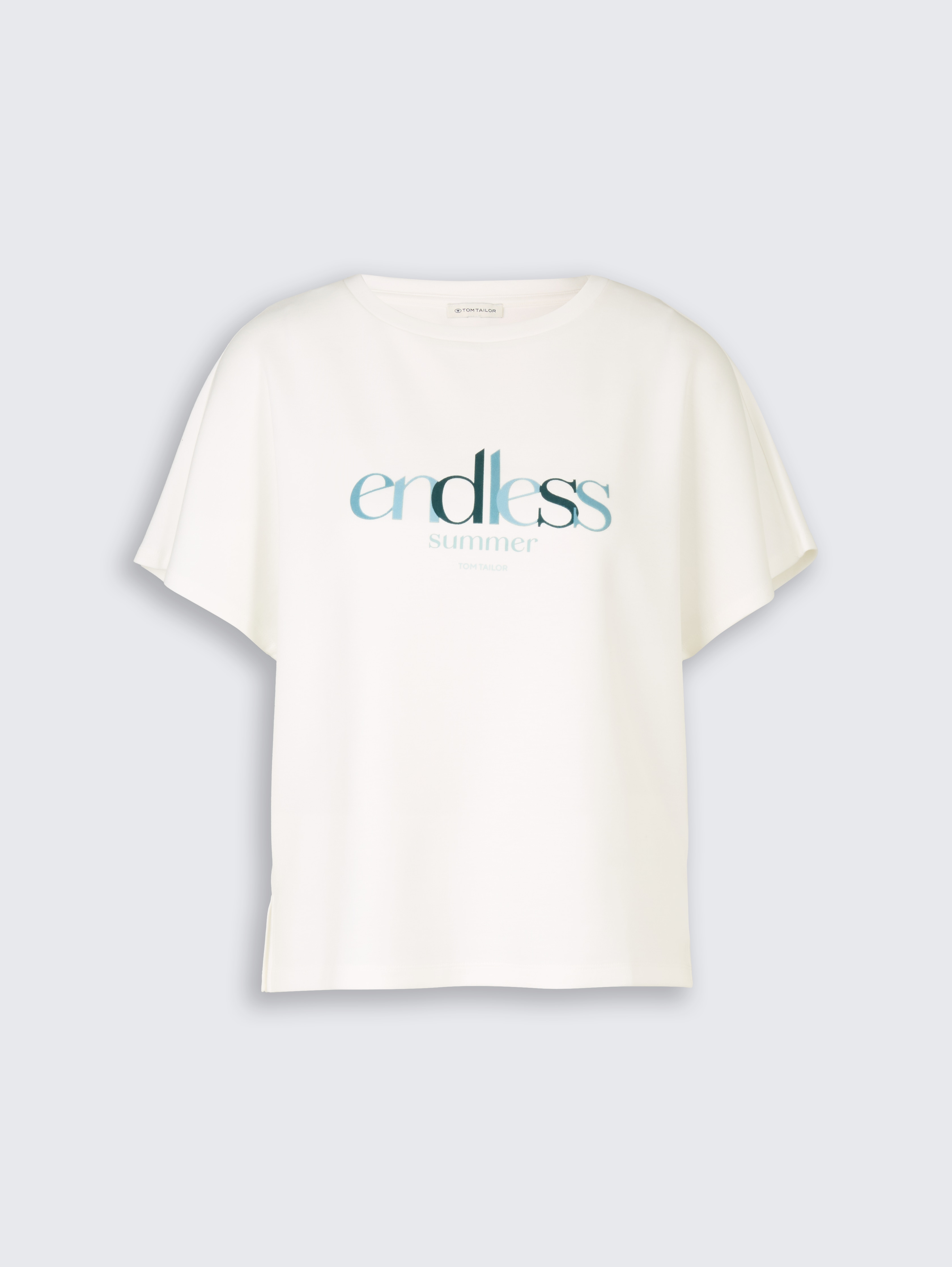 Loose Fit Scuba T-Shirt mit Print von Women, Whisper White