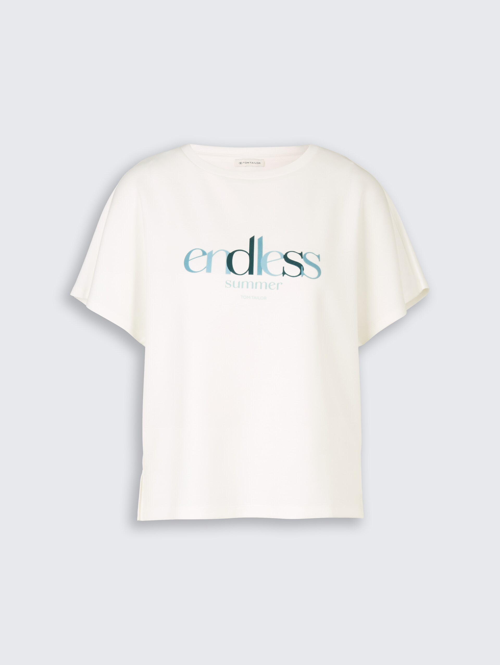 Loose-fit scuba T-shirt with print - Whisper White - Front product view