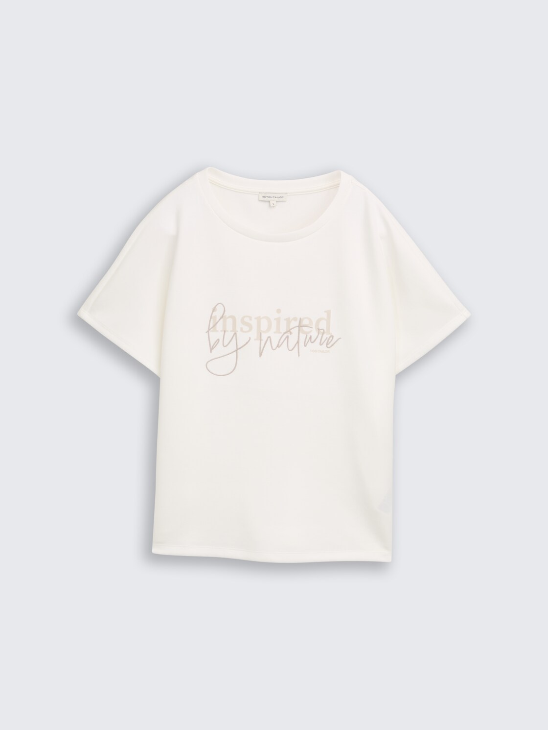 Loose Fit Scuba T-Shirt mit Print - off white 3 - Vorder-Produkt-Ansicht