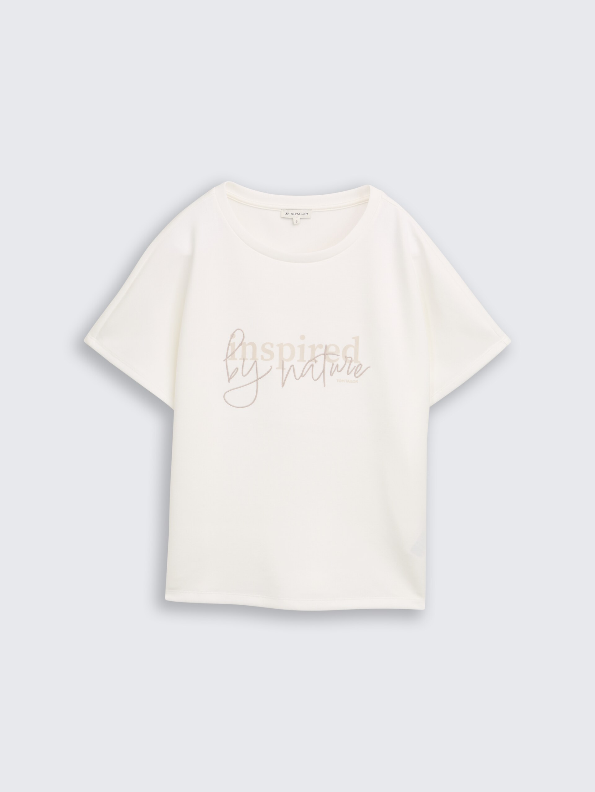 Loose Fit Scuba T-Shirt mit Print - off white 3 - Vorder-Produkt-Ansicht