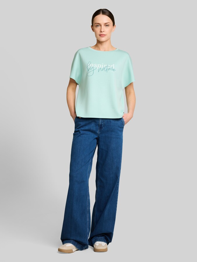 Loose Fit Scuba T-Shirt mit Print von Women, blue haze