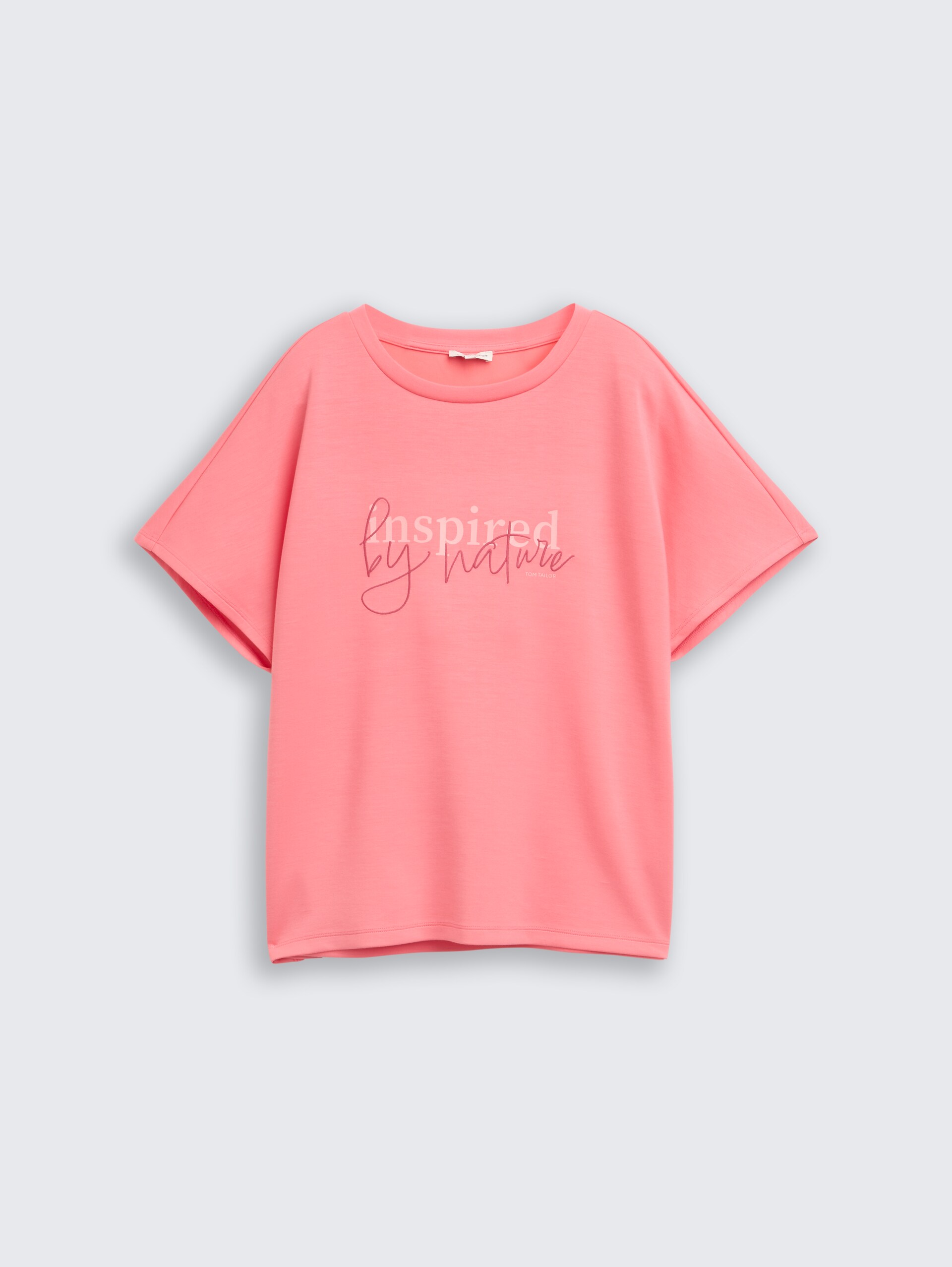 Loose Fit Scuba T-Shirt mit Print - soft coral pink - Vorder-Produkt-Ansicht