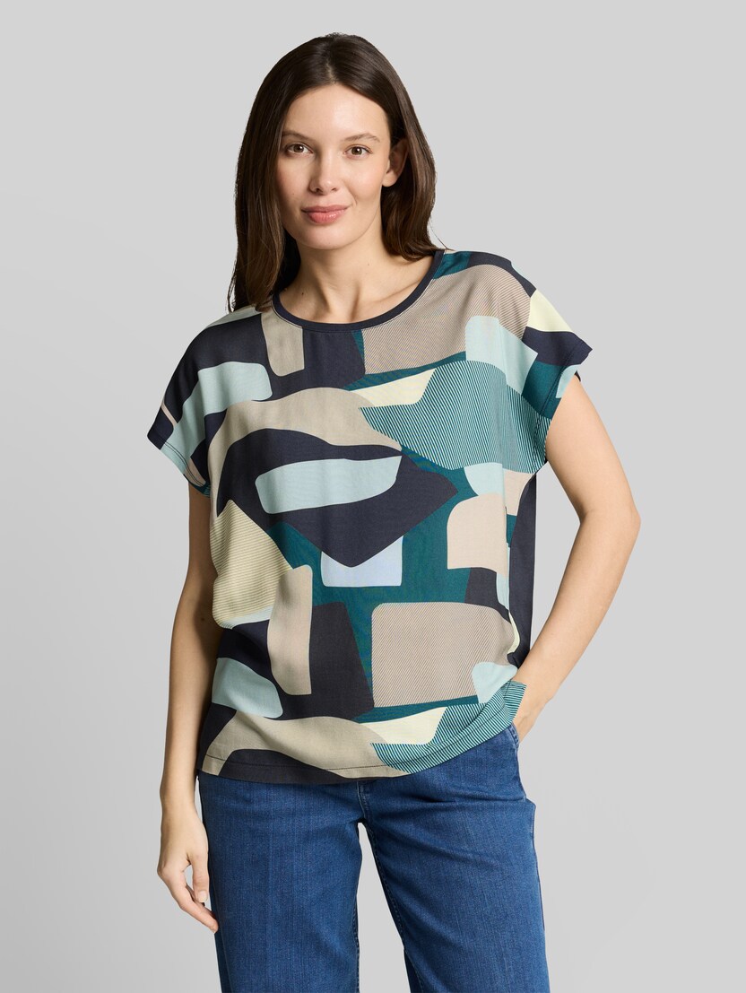 T-Shirt im Material-Mix von Women, abstract stripe print