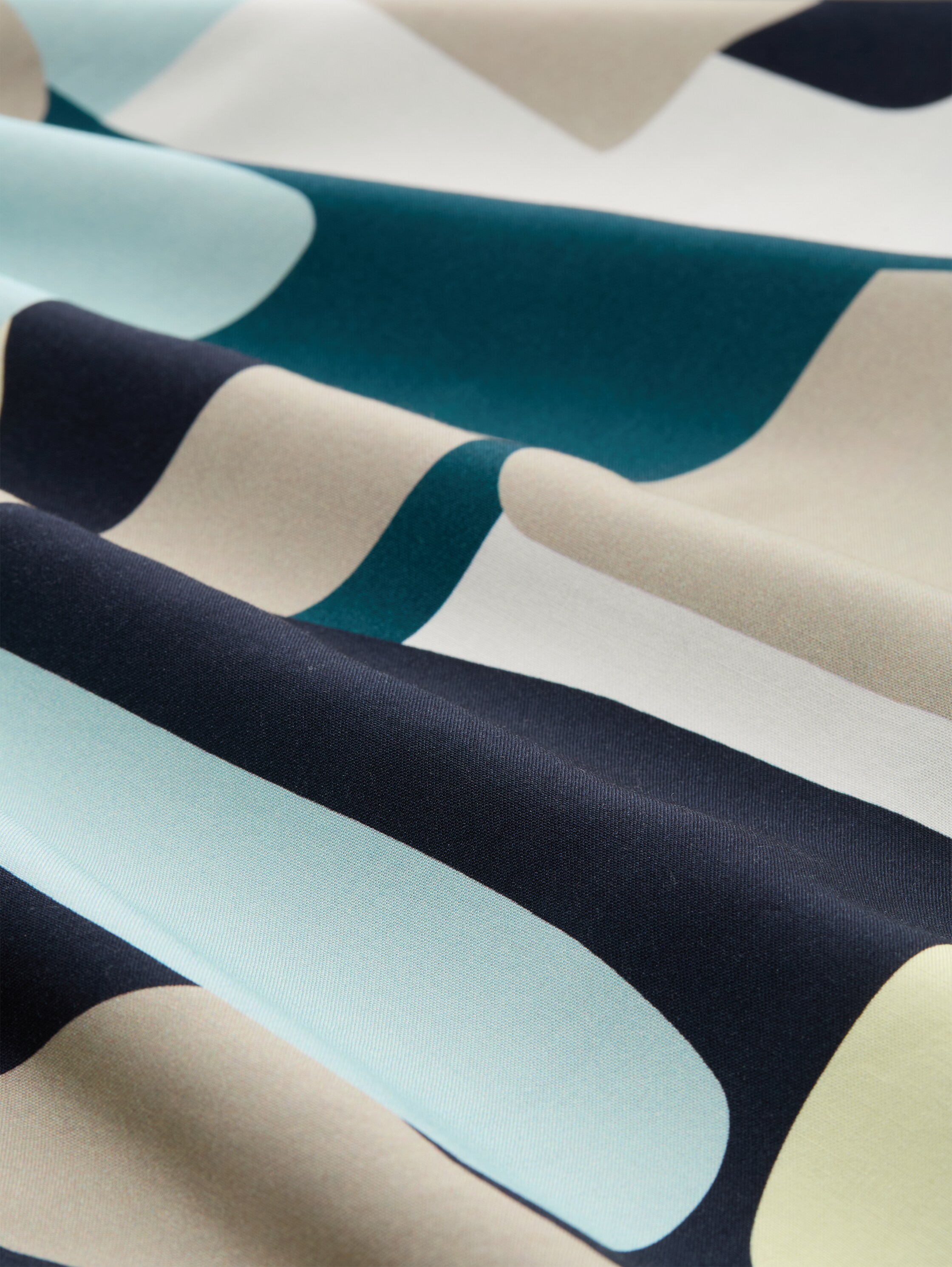 T-shirt in materiaalmix - abstract stripe print - Materiaalweergave