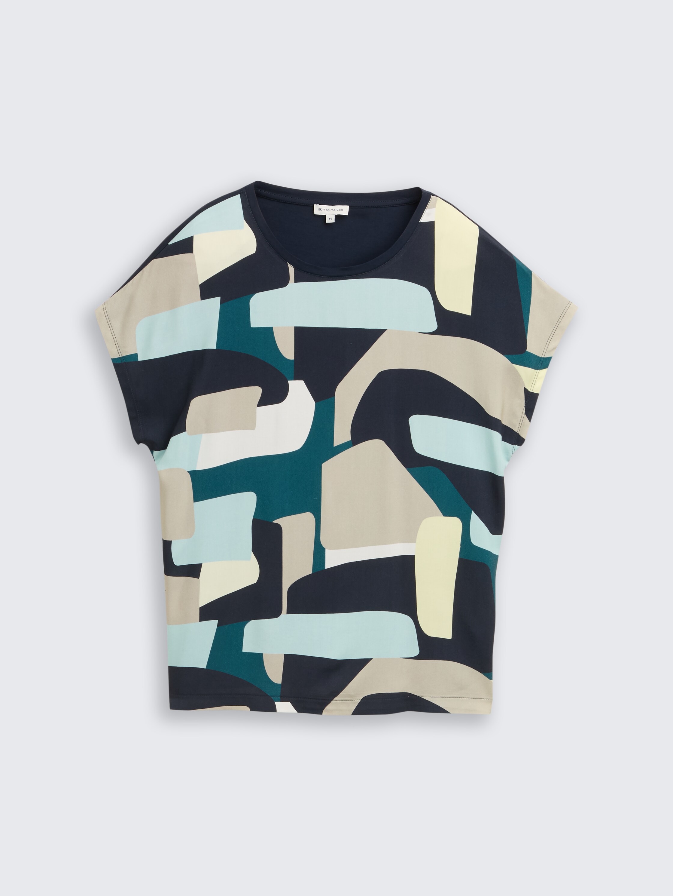 T-shirt in materiaalmix - abstract stripe print - Product vooraanzicht