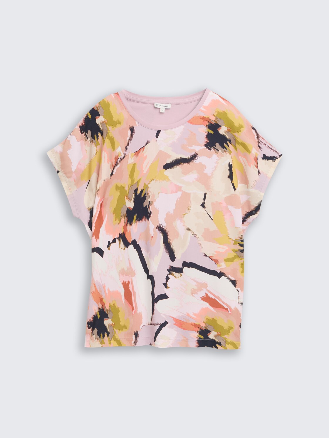 T-Shirt im Material-Mix - big abstract flower print - Vorder-Produkt-Ansicht