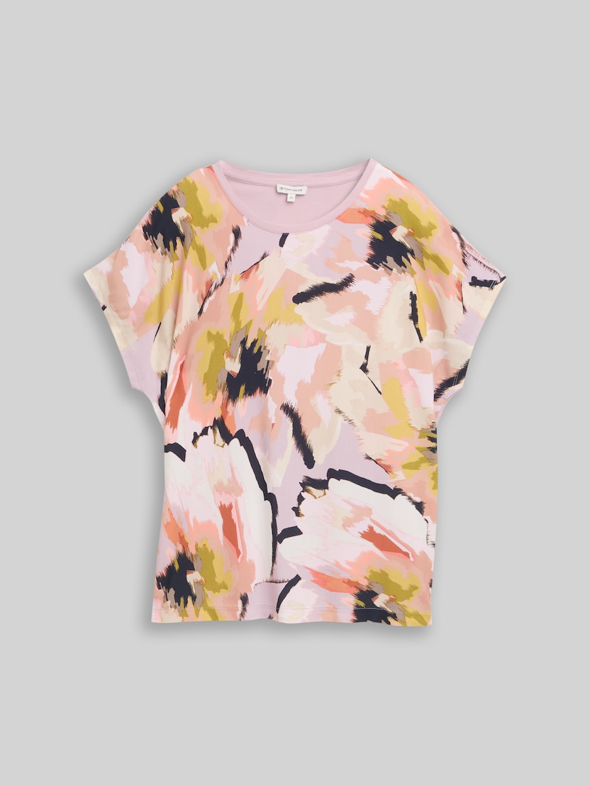 T-shirt in a mix of materials by Women, big abstract flower print