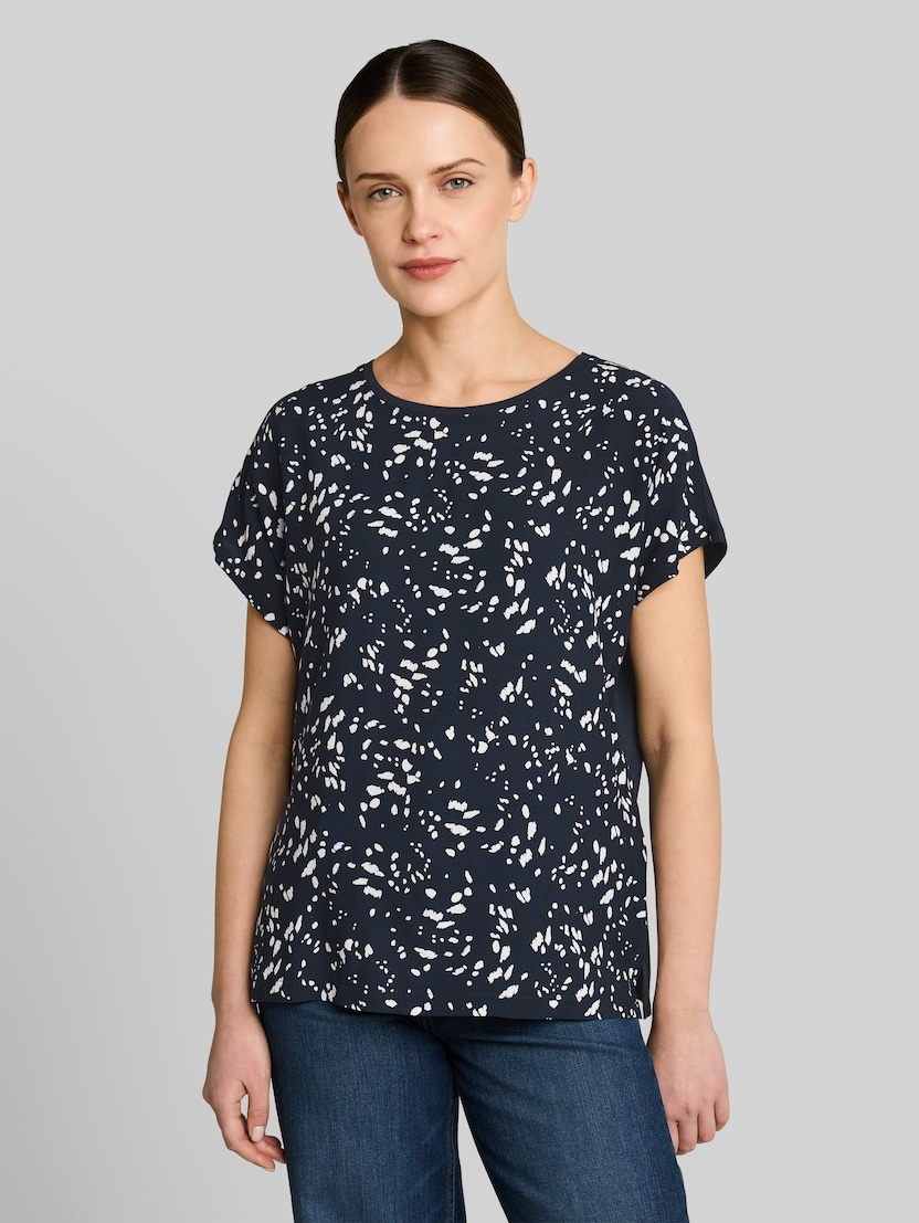 T-Shirt im Material-Mix von Women, navy dot