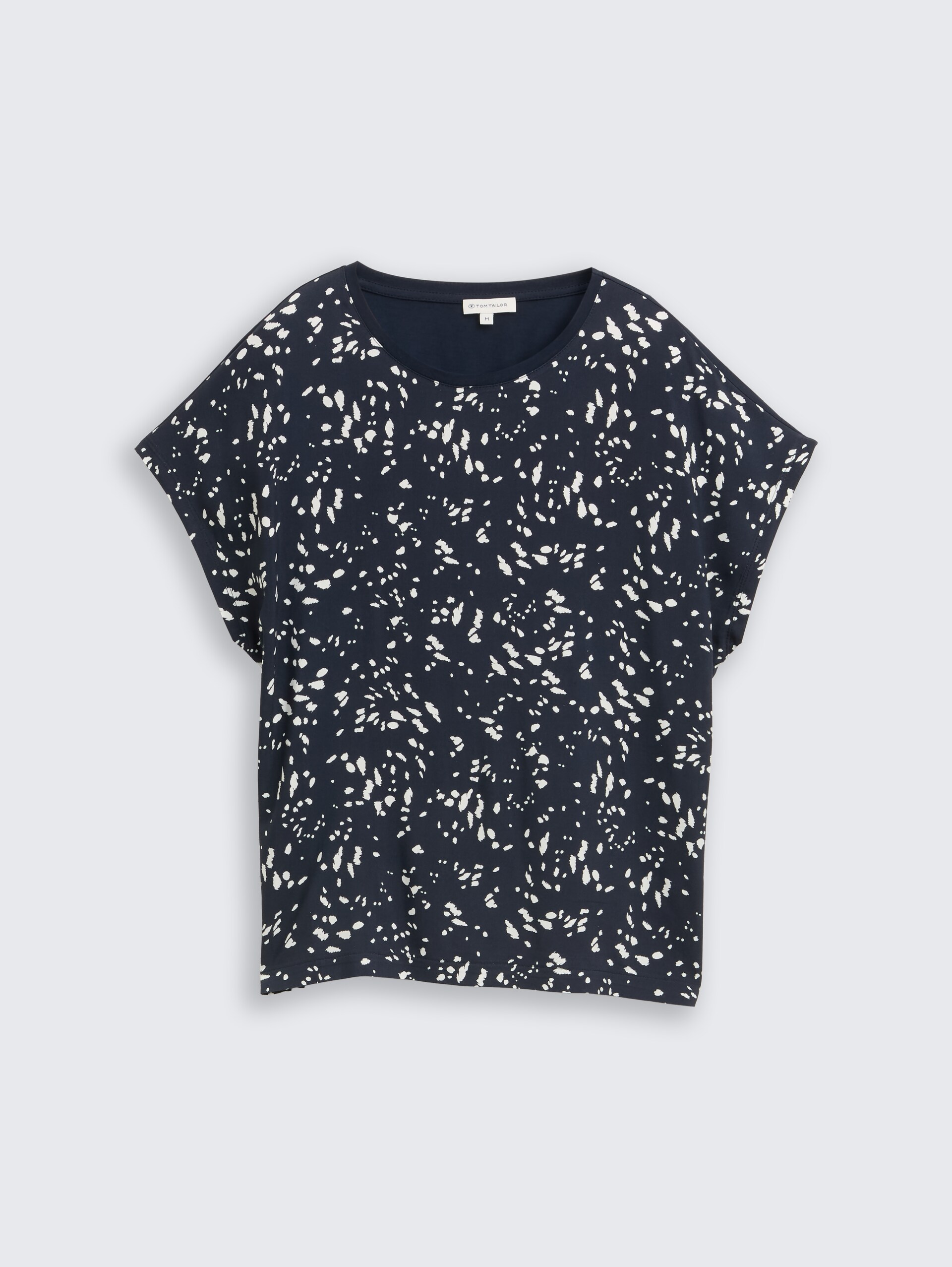 T-Shirt im Material-Mix - navy dot - Vorder-Produkt-Ansicht