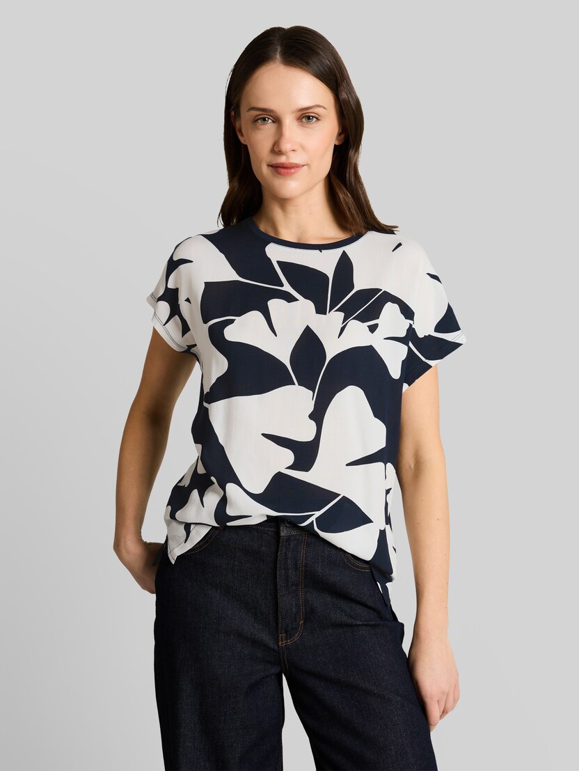 T-Shirt im Material-Mix von Women, big navy ginkgo