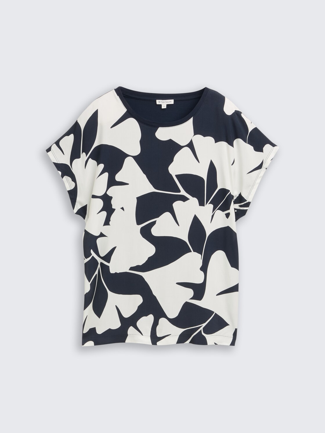 T-Shirt im Material-Mix - big navy ginkgo - Vorder-Produkt-Ansicht