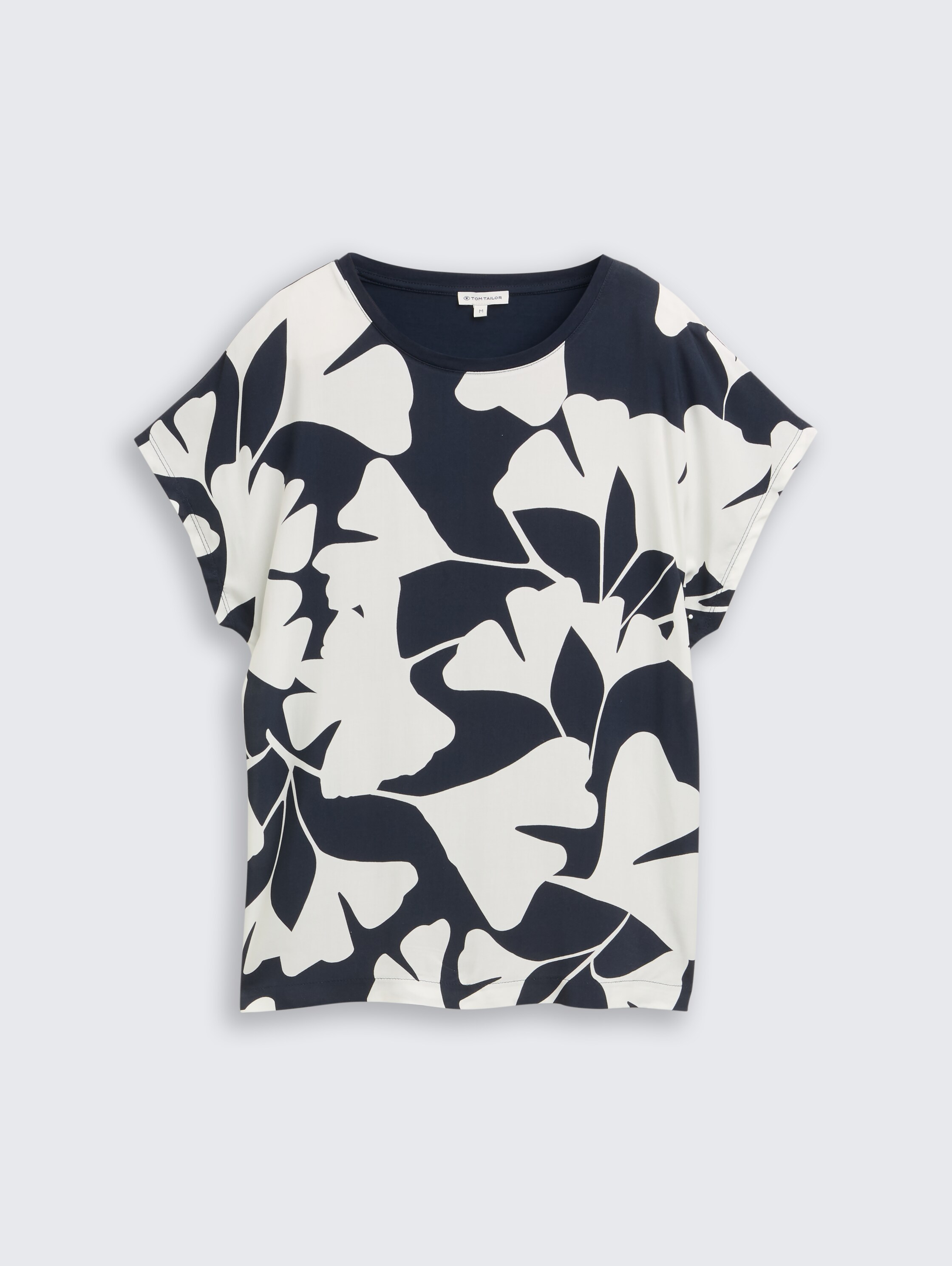 T-Shirt im Material-Mix - big navy ginkgo - Vorder-Produkt-Ansicht